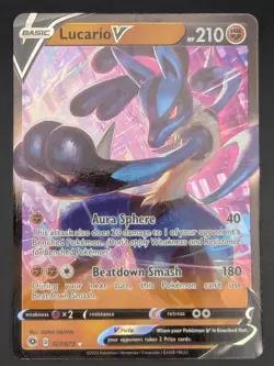 Lucario V 027/073 Holo Near Mint Champion's Path V Rare Pokemon - Image 1