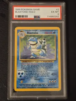 1999 Blastoise PSA 6 Pokemon Base Set Holo TCG Card 2/102 - Image 1