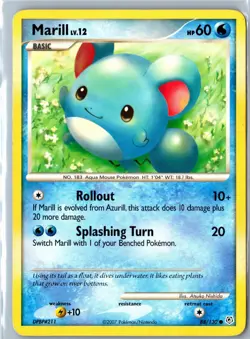 Marill Diamond & Pearl 88/130 Common Moderately Played - Pokemon Card - Image 1