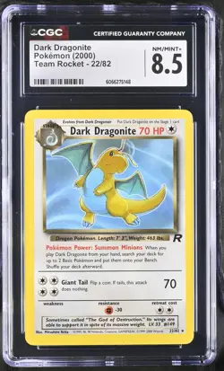 CGC 8.5 Dark Dragonite 2000 Team Rocket 22/82 Pokemon Card - Image 1