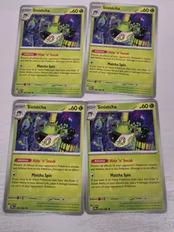 4x Pitch Black Sinistcha 007/084 PlaySet Pokemon Trading Card Game Deck Build - Image 1