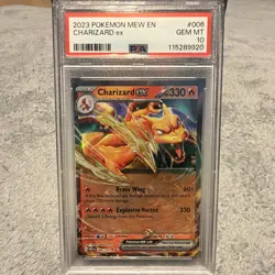 2023 Pokemon TCG Charizard ex 006/165 SV 151 Full Art Holo PSA 10 - Image 1