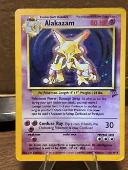 Alakazam Holo Rare 1/130 Base Set 2 2000 WOTC Pokemon TCG Card LP/MP - Image 1