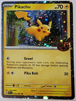 Fart Swirl 🌀 Pikachu 018 Cosmos Holo Bleed Error Rare Pokemon TCG 33 - Image 1