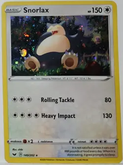 Fart Swirl 🌀 Snorlax 140/202 Cosmos Holo Heavily Bleed Error Rare Pokemon TCG - Image 1