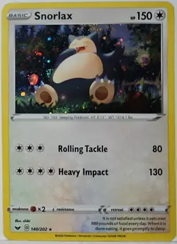 Fart Swirl 🌀 Snorlax 140/202 Cosmos Holo Heavily Bleed Error Rare Pokemon TCG - Image 3
