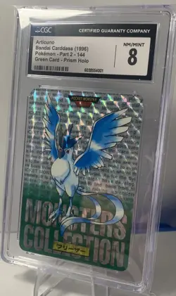 1996 POKEMON JAPANESE BANDAI CARDDASS VENDING #144 ARTICUNO PRISM CGC 8 - Image 2