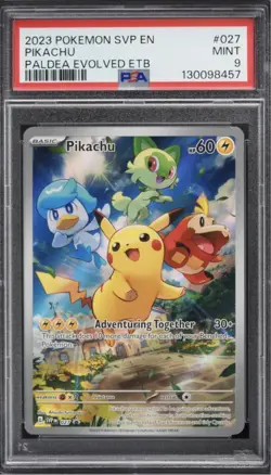 Pikachu 2023 Pokemon SV Paldea Evolved ETB Promo #027 PSA 9 - Image 1