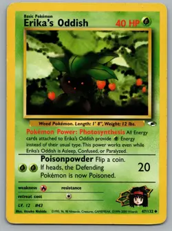 Erika's Oddish 47/132 Uncommon Gym Heroes Pokemon Unlimited Moderately Played - Image 1