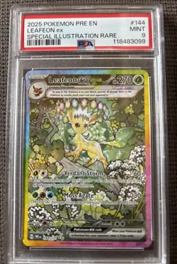Pokemon Leafeon EX Prismatic Evolutions 144/108 Special Illustration Rare PSA 9 - Image 1