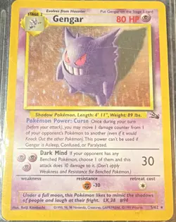 Pokemon Gengar 5/62 Fossil Holo Rare Unlimited English WOTC 1999 LP - Image 1