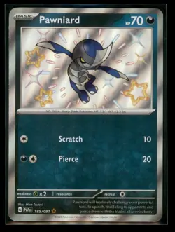 Pawniard 185/091 Shiny Rare Paldean Fates Pokemon Holo Near Mint - Image 1