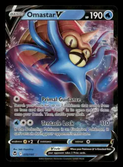 Omastar V 035/195 Holo V Rare Silver Tempest Pokemon Near Mint - Image 1