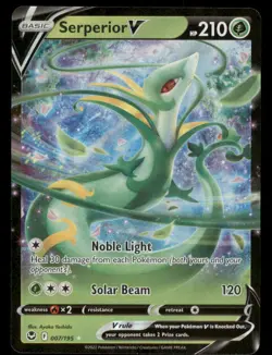 Serperior V 007/195 Holo V Rare Silver Tempest Pokemon Near Mint - Image 1