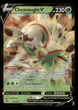 Chesnaught V 015/195 Holo V Rare Silver Tempest Pokemon Near Mint - Image 1
