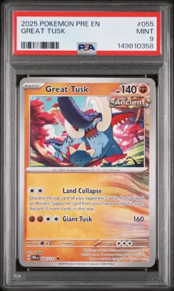 2025 POKEMON PRE EN-PRISMATIC EVOLUTIONS #055 GREAT TUSK PSA 9 - Image 1