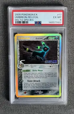 Pokemon TCG Umbreon EX Delta Species Reverse Holo Stamped 17/113 PSA 6 EX-MT - Image 1