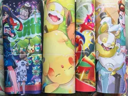 Pokemon Center Online Playmat 4 Set Carmine & Kieran Sleepy Pikachu Eevee Sonia - Image 1