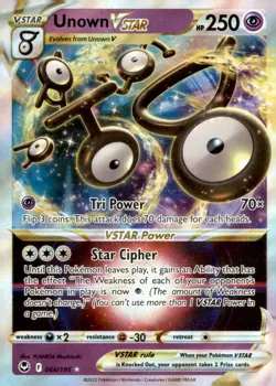 Unown VSTAR 066/195 Holo VSTAR Rare Silver Tempest Pokemon Near Mint - Image 1