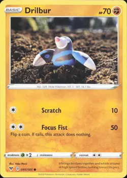Drilbur 091/185 Common Vivid Voltage Pokemon Near Mint - Image 1