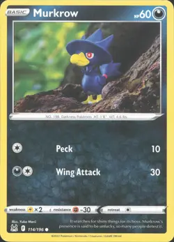 Murkrow 114/196 Common Lost Origin Pokemon Near Mint - Image 1