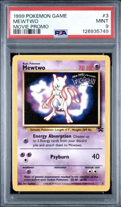 1999 MEWTWO MOVIE PROMO #3 PSA 9 MINT POKEMON - BLACK STAR PROMO WOTC - Image 1
