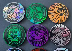 10 X Pokemon Coins Coin Tokens Shiny Rayquaza Victini Genesect Solgaleo Yveltal - Image 3