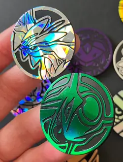 10 X Pokemon Coins Coin Tokens Shiny Rayquaza Victini Genesect Solgaleo Yveltal - Image 4