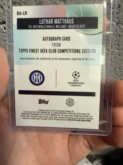 2025-26 Topps Finest UEFA Club Lothar Matthaus Inter Auto 04/50 BA-LR - Image 2