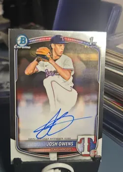 2025 Bowman Draft Chrome 1st Prospect Auto Josh Owens #CPA-JO RC Rangers - Image 1