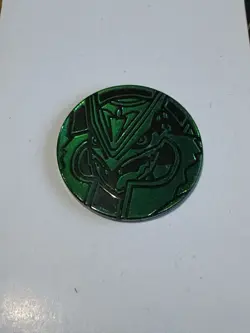 Silver Mega Rayquaza Coin, Pokemon Card TCG, Used Condition Limited Edition - Image 1