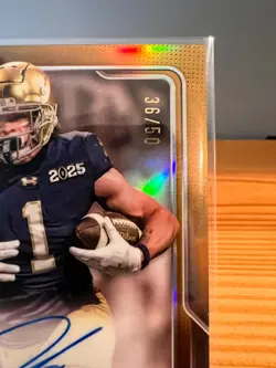 2025 Bowman U Chrome Jaden Greathouse Gold ShimmerOn-Card Auto #d /50 Notre Dame - Image 3