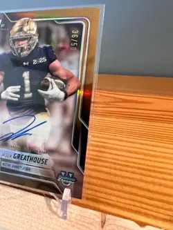 2025 Bowman U Chrome Jaden Greathouse Gold ShimmerOn-Card Auto #d /50 Notre Dame - Image 4