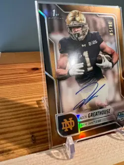 2025 Bowman U Chrome Jaden Greathouse Gold ShimmerOn-Card Auto #d /50 Notre Dame - Image 5
