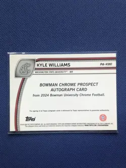 New England Patriots 2024 Kyle Williams 1st Bowman Chrome Auto - Image 2