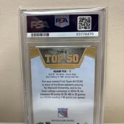 2019 Upper Deck Allure - Top 50 , Adam Fox #T50-5, PSA 10, Rookie - Image 4