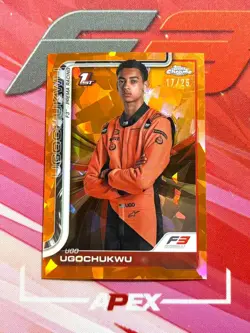 UGO UGOCHUKWU 1ST 2025 Topps Chrome Formula 1 Sapphire F1 F3 #45 Orange 17/25 - Image 1