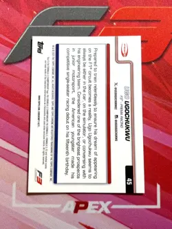 UGO UGOCHUKWU 1ST 2025 Topps Chrome Formula 1 Sapphire F1 F3 #45 Orange 17/25 - Image 2