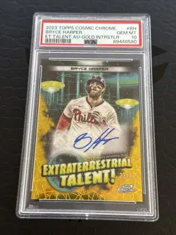 BRYCE HARPER GOLD REFRACTOR AUTO #/50 Topps Cosmic Chrome PSA 10 - Image 1