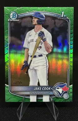 2025 Bowman Draft Jake Cook Chrome #BDC-97 Green Reptilian Refractor 1st /99 - Image 1