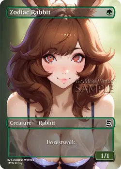 MTG - Zodiac Rabbit - Fanart Borderless Style - EDH / Playtest - Image 1