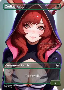 MTG - Zodiac Rabbit - Fanart Borderless Style - EDH / Playtest - Image 1