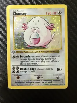 Pokemon Chansey TCG Base Set Holo Card 3/102 1st Edition Shadowless Hp - Image 1