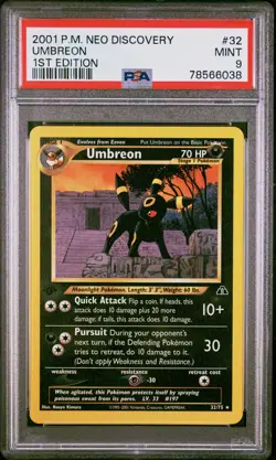 PSA 9 UMBREON 32/75 | Neo Discovery 1st Edition Pokemon Card - Image 1