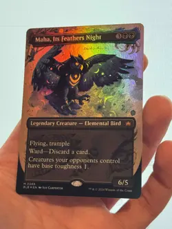 1X FOIL Maha, Its Feathers Night BORDERLESS MINT MTG Magic BLB Bloomburrow EDH - Image 2