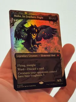 1X FOIL Maha, Its Feathers Night BORDERLESS MINT MTG Magic BLB Bloomburrow EDH - Image 3
