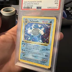 PSA 7 Pokemon Base Set 1st Edition Holo Rare Poliwrath 13/102 NM Condition!! - Image 3