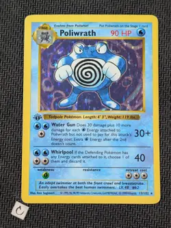 Poliwrath 13/102 - 1st Edition Shadowless Base Set Holo Rare MP/HP - Image 1