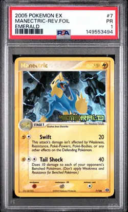 2005 POKEMON EX EMERALD #7 MANECTRIC-REVERSE FOIL PSA 1 - Image 1