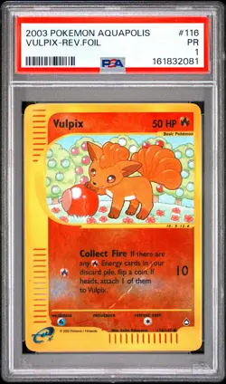 2003 POKEMON AQUAPOLIS #116 VULPIX-REVERSE FOIL PSA 1 - Image 1